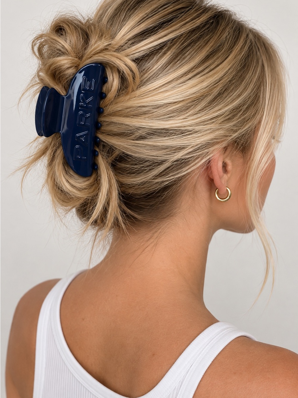 #971 PARKE Claw Clip Collegiate Blue Navy Hair Clip + Pouch NWT